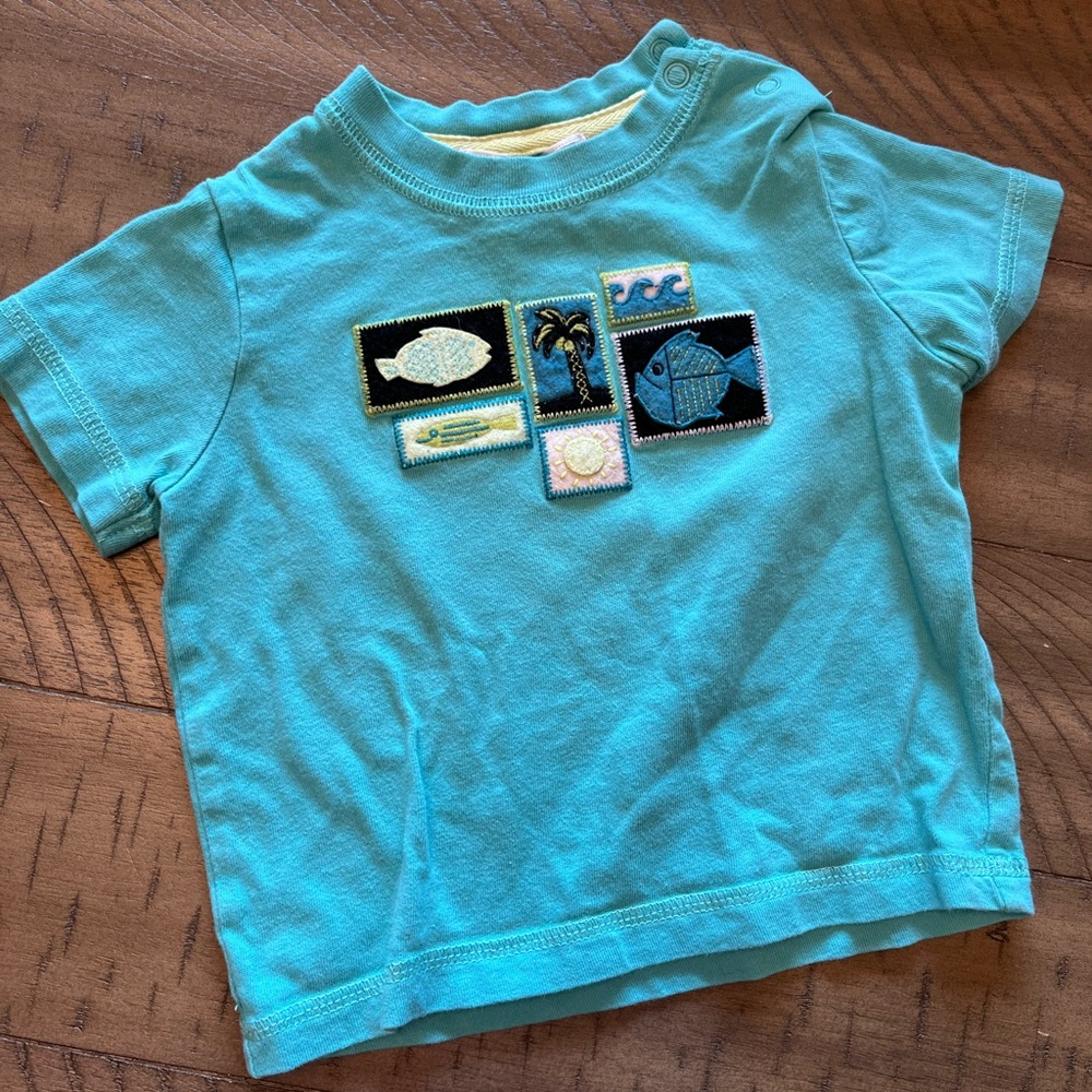 Janie and Jack fish embroidered shirt